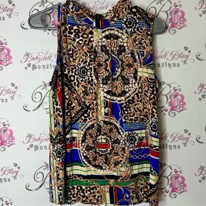 Cable & Gauge Multicolor Patterned Top cheetah leopard chains chain link paisley